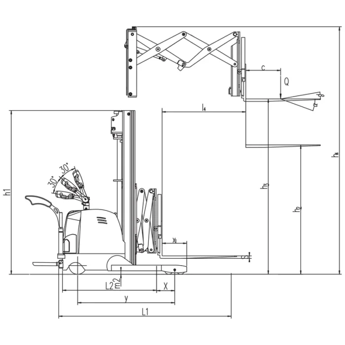 DELACCO EVV15DDS/EVV20DDS-P electric rider reach truck with magnetic valve control driwing 2