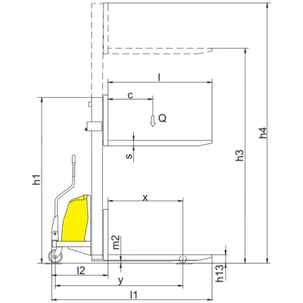 DELACCO PEVV10-DPV/PEVV15-DPV semi-electric stacker drawing 1