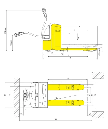 EPV18PM EPV20PM EPV20PMO electric walkie pallet truck drawing