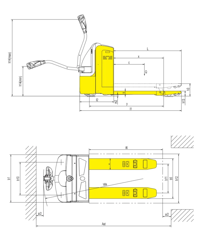 EPV18PM EPV20PM EPV20PMO electric walkie pallet truck drawing