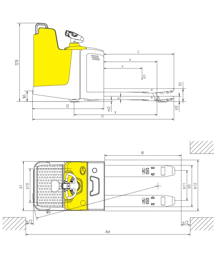 DELACCO EPV20ST electric stand-on pallet truck drawing