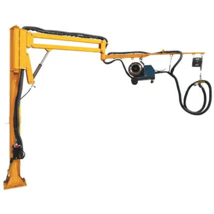 Fixed and adjustable pillar jib cranes reel holder