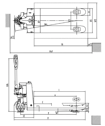 DELACCO EPV15 Li-ion powered pallet truck drawing