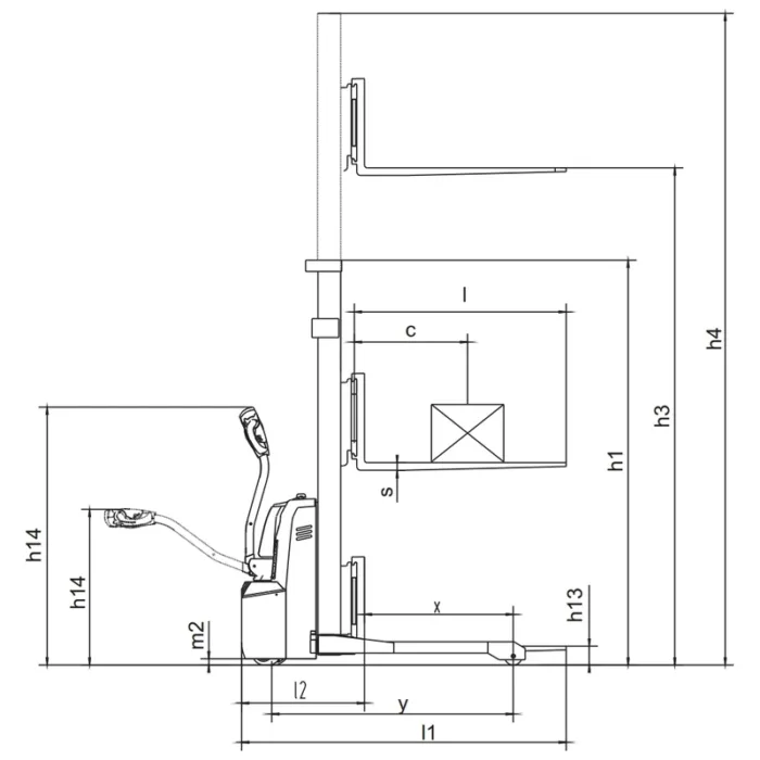 DELACCO EVV10B-PV/EVV12B-PV/EVV15B-PV electric walkie straddle stacker drawing 1