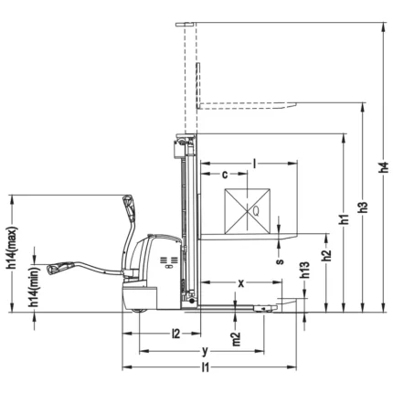 DELACCO EVV10/EVV12/EVV15 electric walkie stacker drawing 1