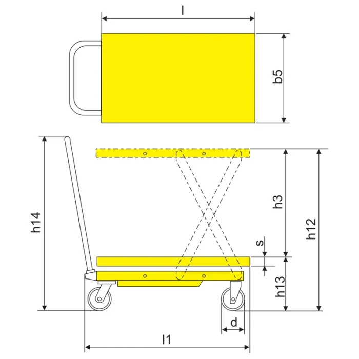 DELACCO MPS800/MPS1000/MPS1500 single scissor mobile lift table drawing