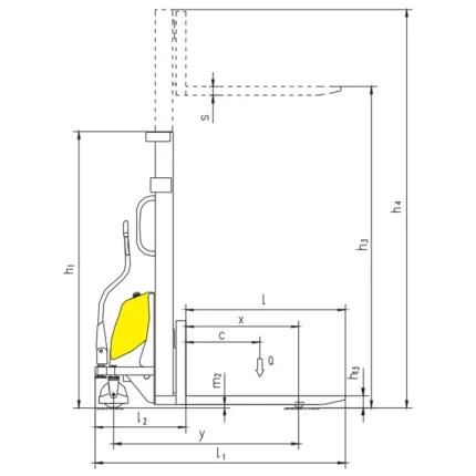 DELACCO PEVV10/PEVV15 semi-electric stacker drawing 1