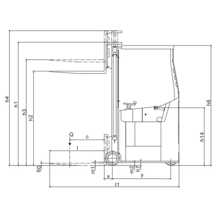 DELACCO REV10ST-A/REV10ST-B narrow aisle forklift truck drawing 1