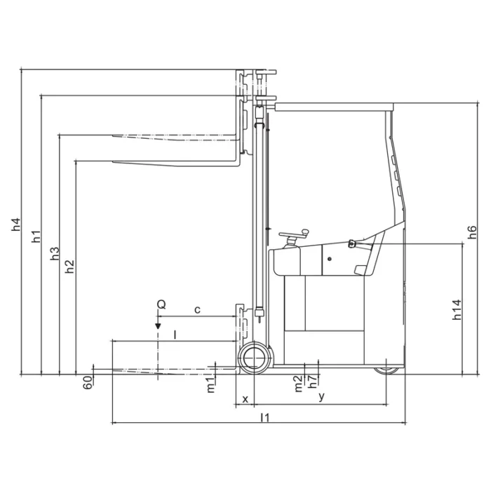 DELACCO REV10ST-A/REV10ST-B narrow aisle forklift truck drawing 1