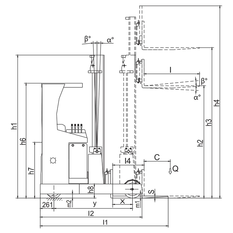 DELACCO REV15SJ seated type reach truck drawing 1