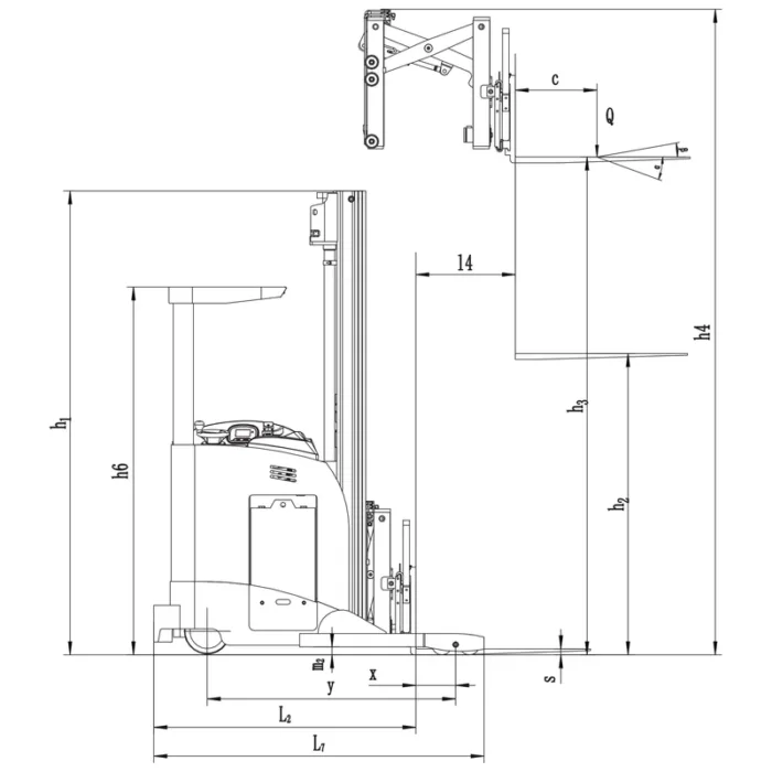 DELACCO REV18DS electric fork reach track single scissor drawing 1