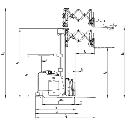 DELACCO REV20DDS electric fork reach truck double scissor drawing 1