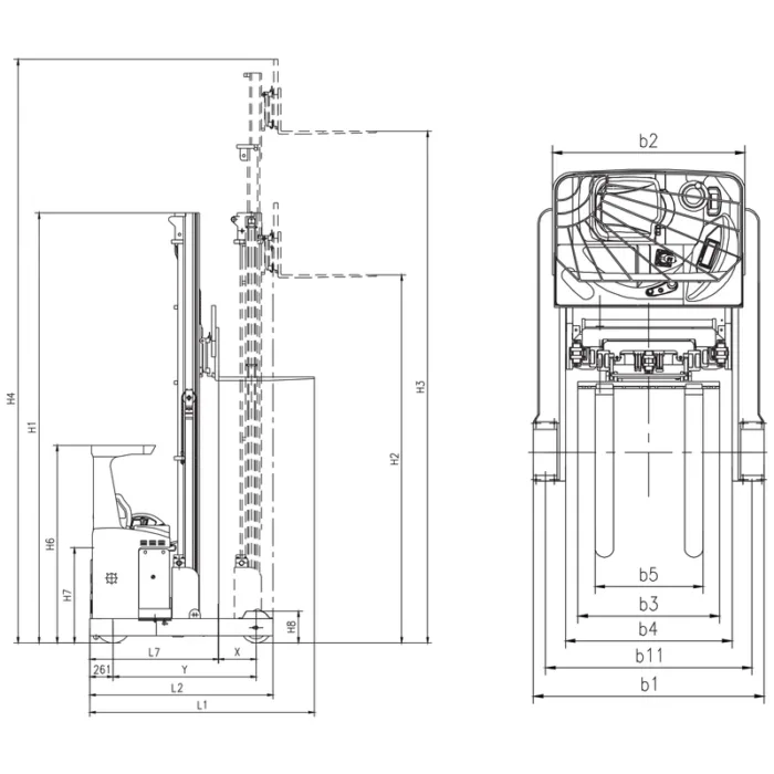 DELACCO REV20VP electric reach truck drawing