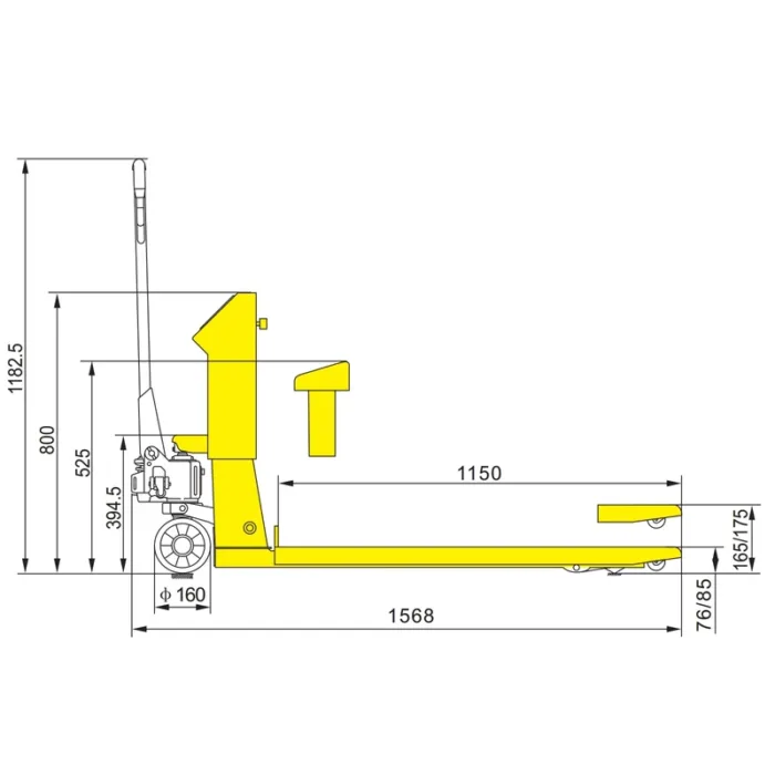 DELACCO RPVV2000/RPVV2000P scale pallet truck drawing 1
