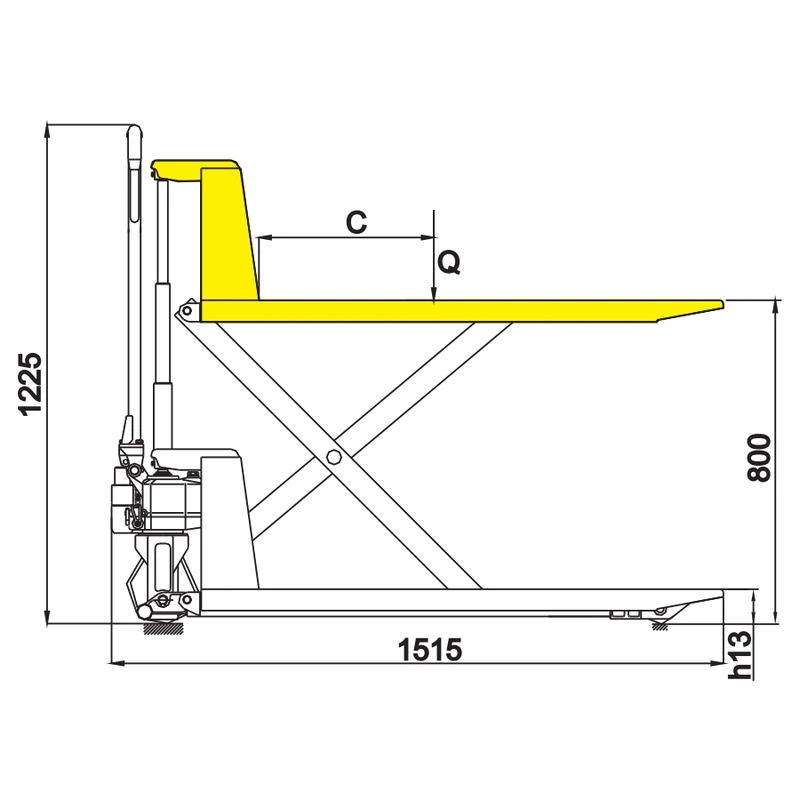 DELACCO RSV1000 high lift pallet truck drawing 1