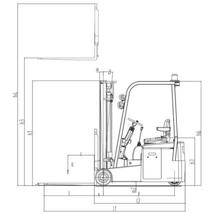 ECV15ET 3 wheel electric forklift drawing 1