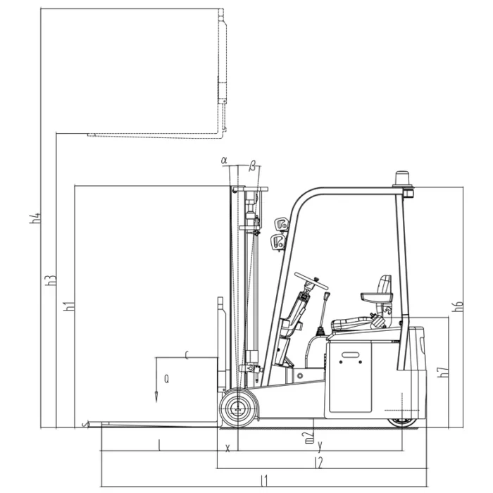 ECV15ET 3 wheel electric forklift drawing 1