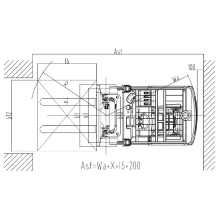 ECV15ET 3 wheel electric forklift drawing 2