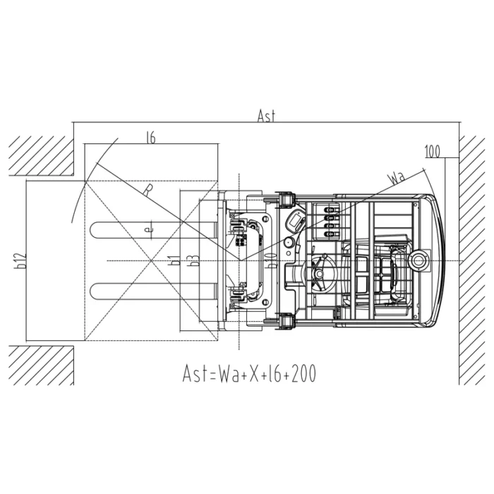ECV15ET 3 wheel electric forklift drawing 2