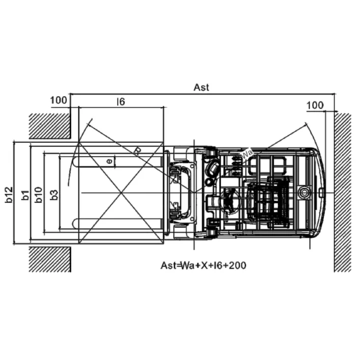 ECV20T premium 3 wheel electric forklift drawing 1
