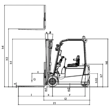 ECV20T premium 3 wheel electric forklift drawing 2
