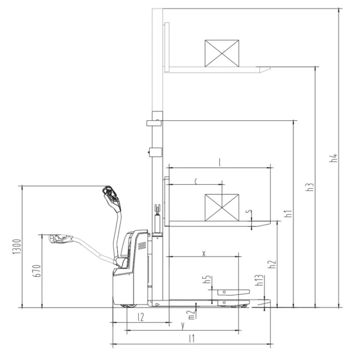 EVV10B-I EVV12B-I DELACCO electric stacker with initial lift drawing 1