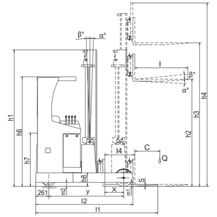 DELACCO REV15ST standing type reach truck drawing 1