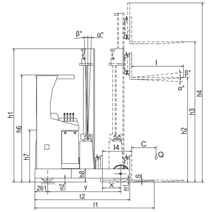 DELACCO REV15ST standing type reach truck drawing 1