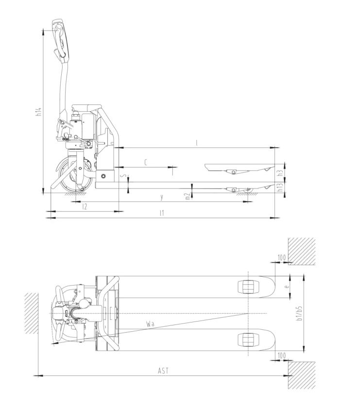 DELACCO EPV15LD-Li Li-ion powered hand pallet truck drawing