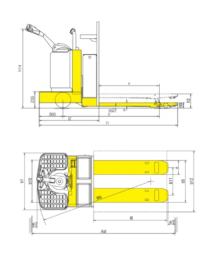 DELACCO EPV25EC/EPV30EC electric end control pallet truck drawing