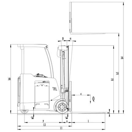 ECV20ST stand-up counterbalance forklift drawing 1