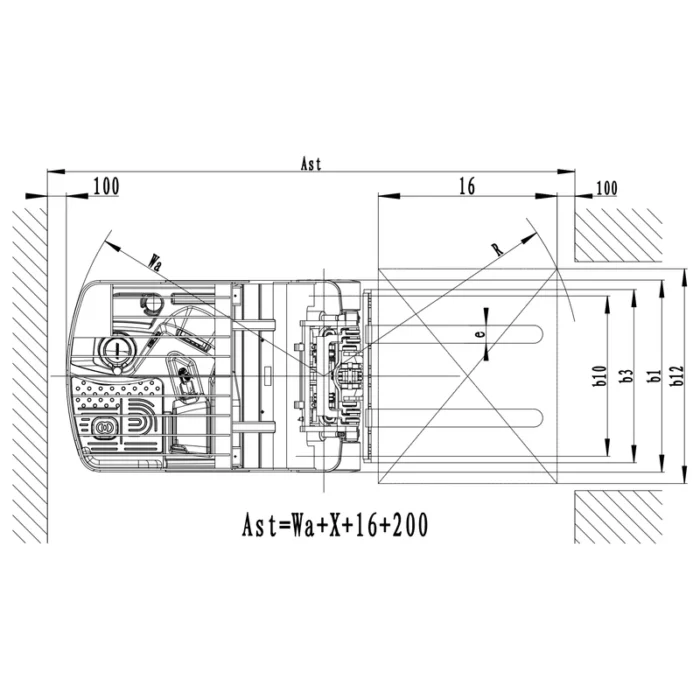 ECV20ST stand-up counterbalance forklift drawing 2