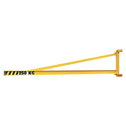 Overbraced wall jib cranes