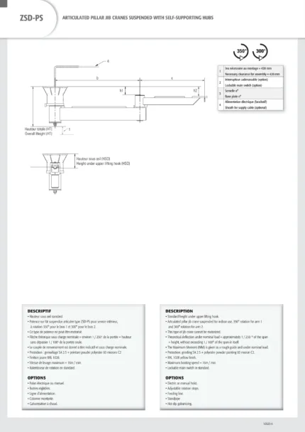 DELACCO ZSD-PS articulated pillar jib cranes suspended with self-supporting hubs 1