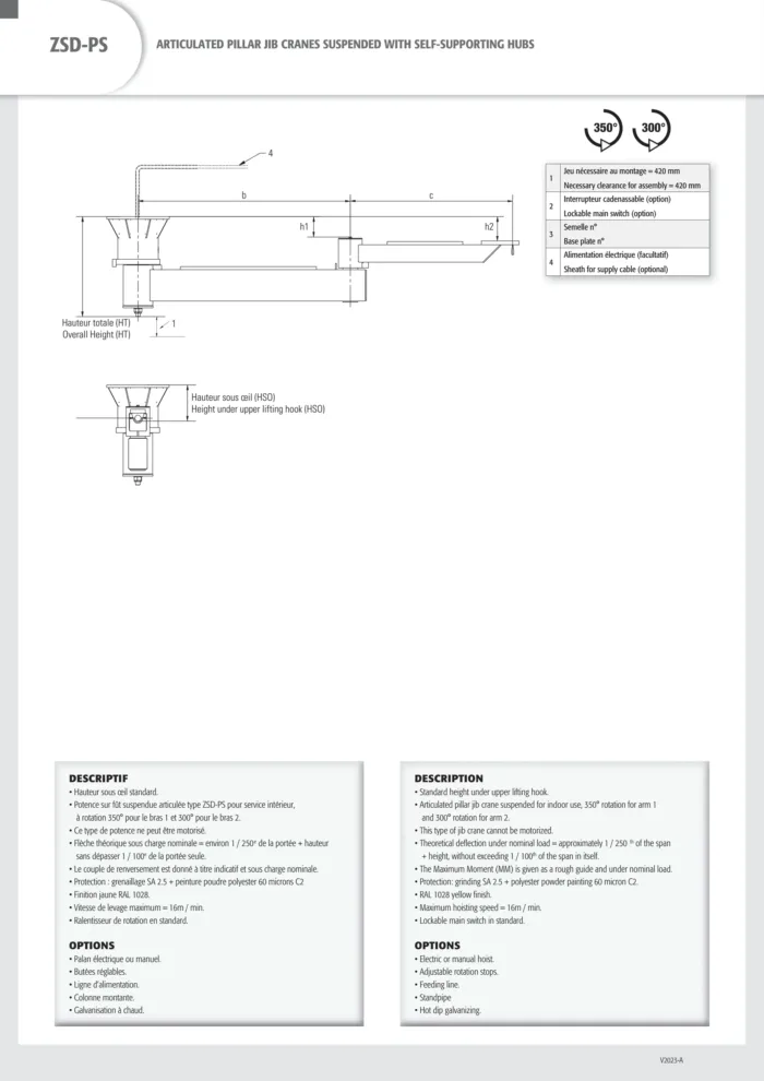 DELACCO ZSD-PS articulated pillar jib cranes suspended with self-supporting hubs 1