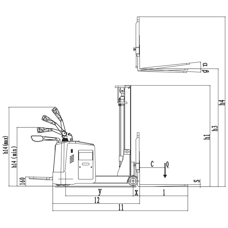 Counterbalanced Electric Pallet Stacker (EVVP15-P) 1500 kg 2500-5600 mm - view 2