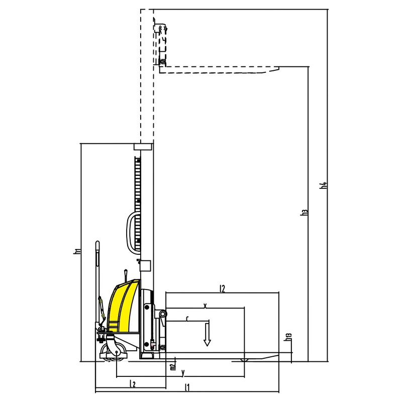 Semi-Electric Pallet Stacker (PEVV15-PV) 1500 kg 1600-3500 mm - view 3