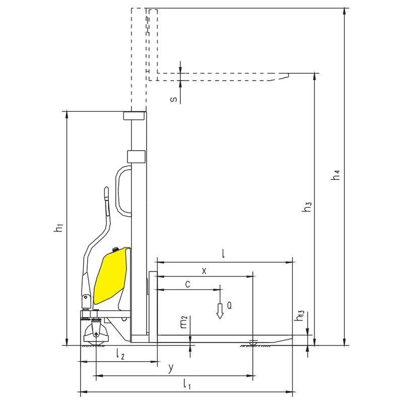 Semi-Electric Warehouse Stacker (PEVV10/PEVV15) 1000-1500 kg 1600-3500 mm - view 2