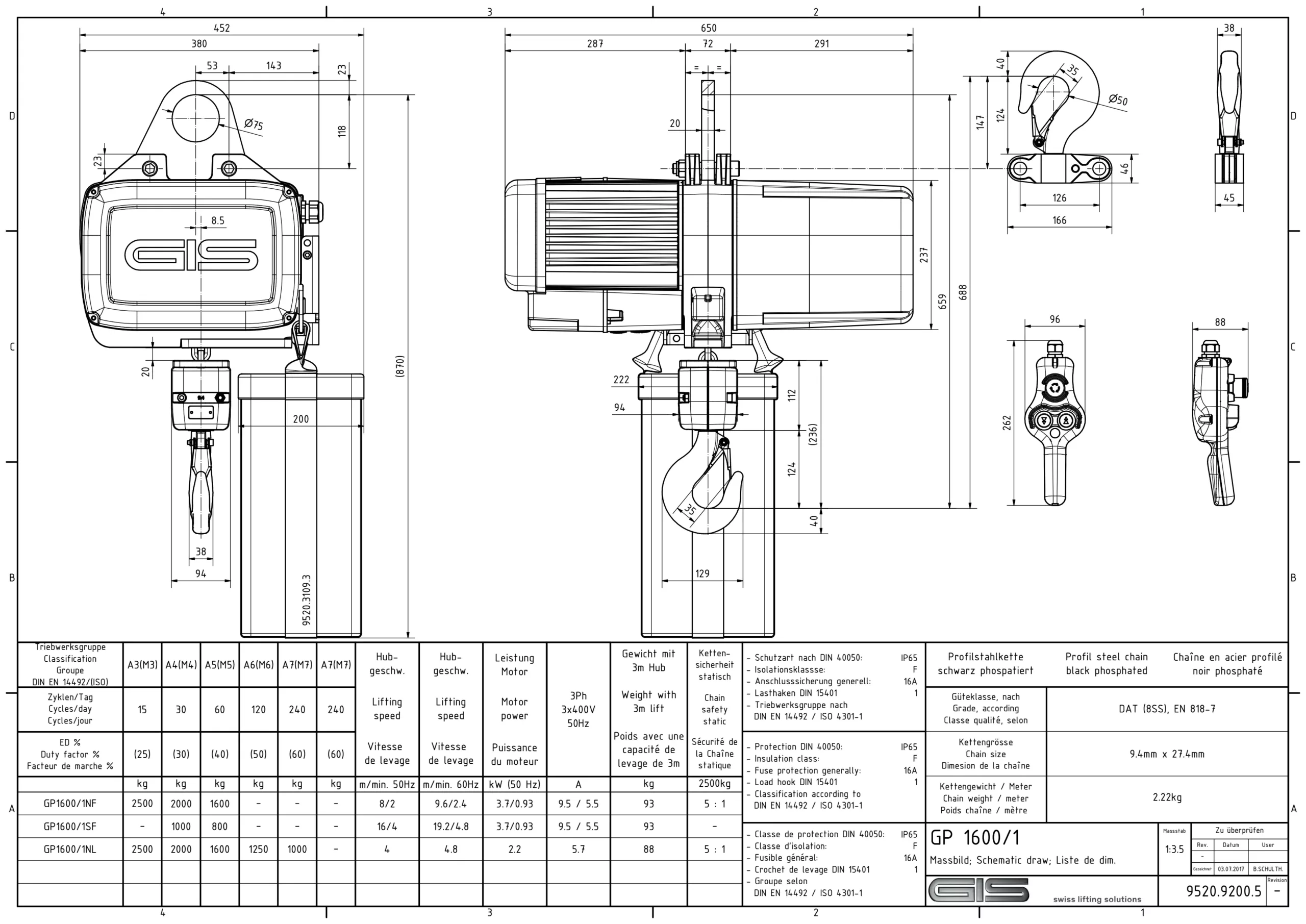 GIS GP Electric Chain Hoist 100–6300 kg - view 13