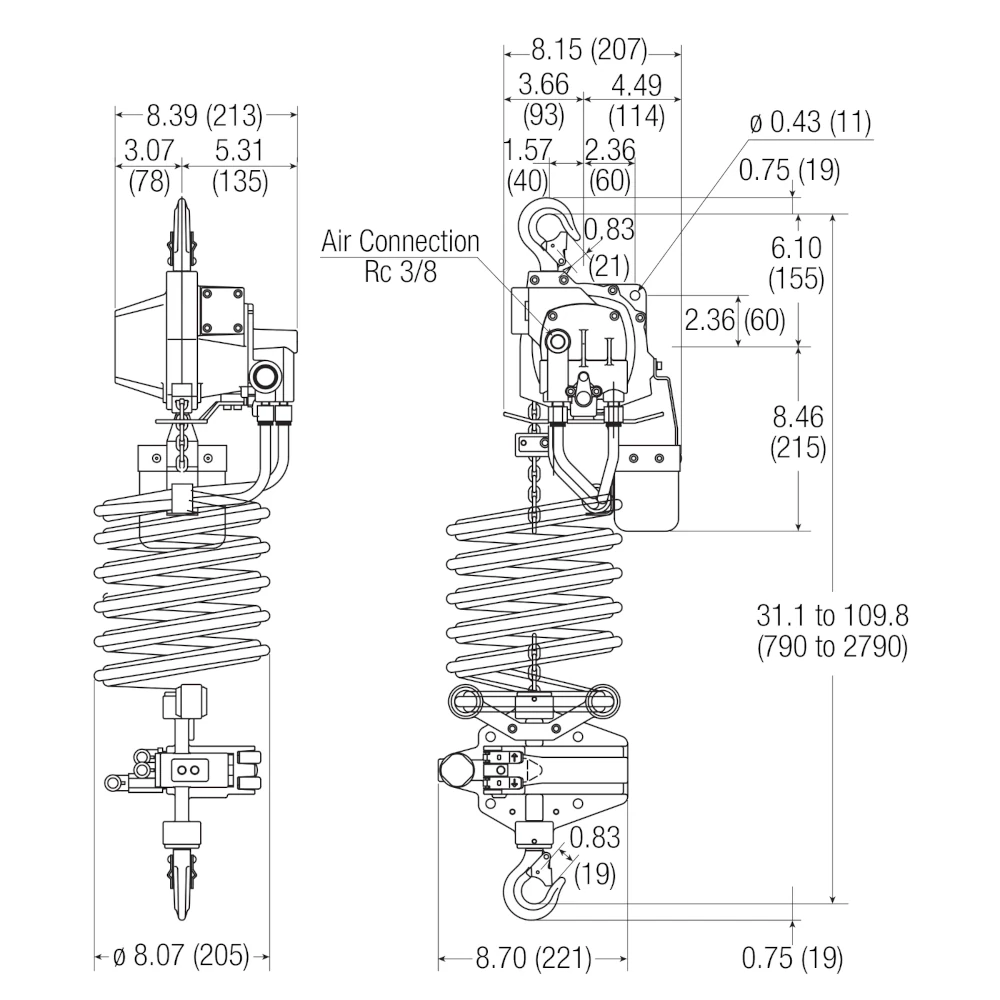 ENDO ATEX Pneumatic Chain Hoist (ATC Series) 60/125 kg - view 2